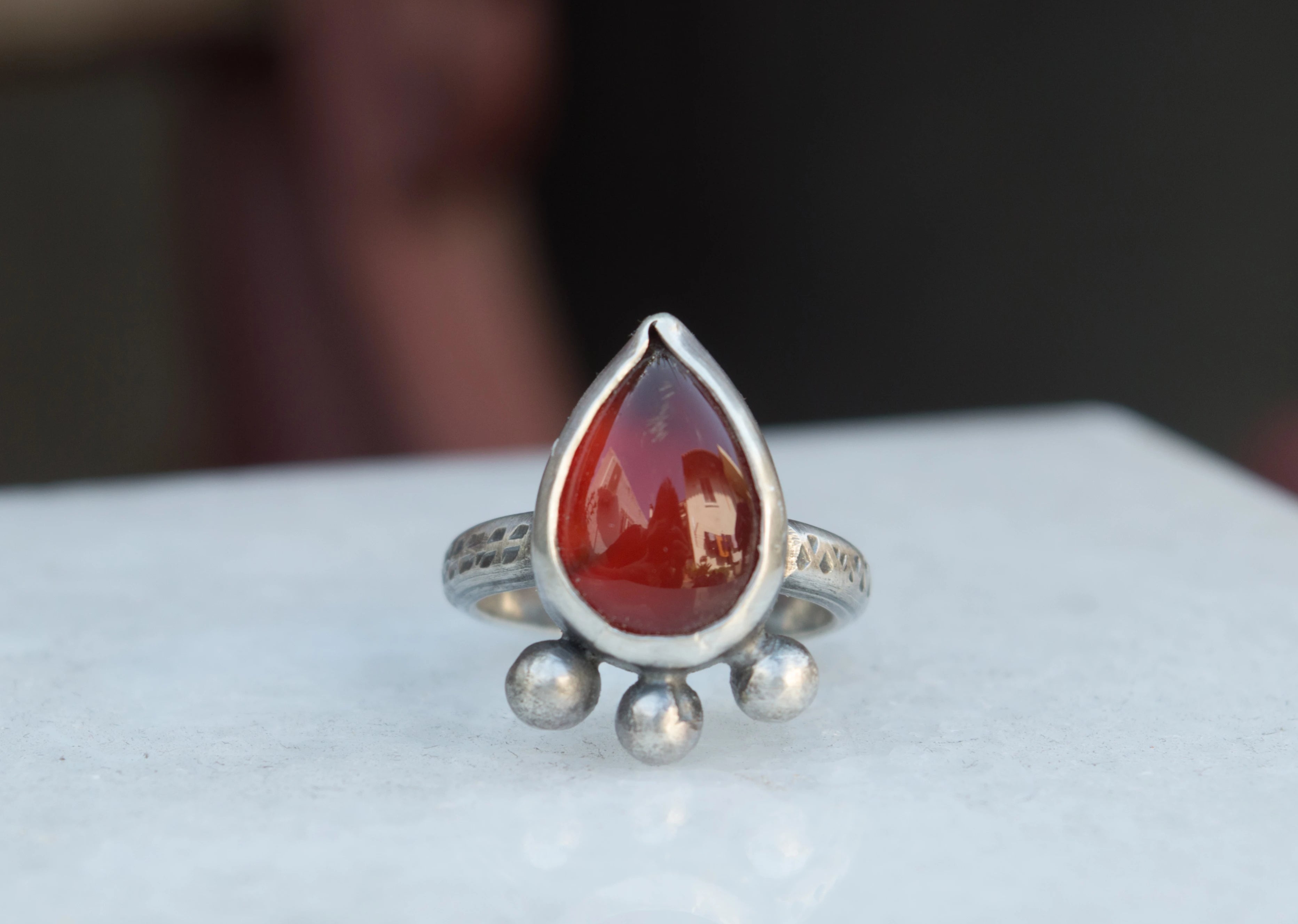 Ασημένιο δαχτυλίδι με κόκκινο Αχάτη(Red Agate) 4291861905493