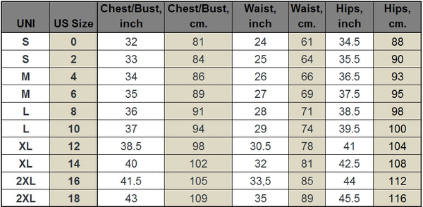 Sipaya Size Guide | AtlasDay.com