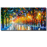 Large Printed Landscape Painting Walling In Rain Light Road Palette Knife Oil Painting Wall Art Print Decor Home Decoration - one46.com.au