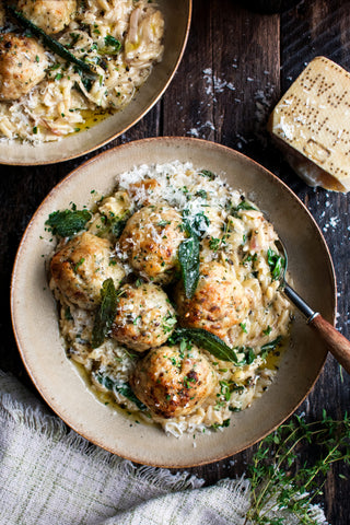 turkey meatballs with sage and orzo