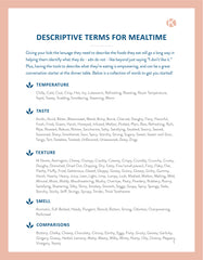 Descriptive Terms for Food and Mealtime