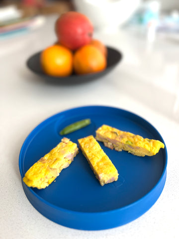 strips of egg tortilla on a plate