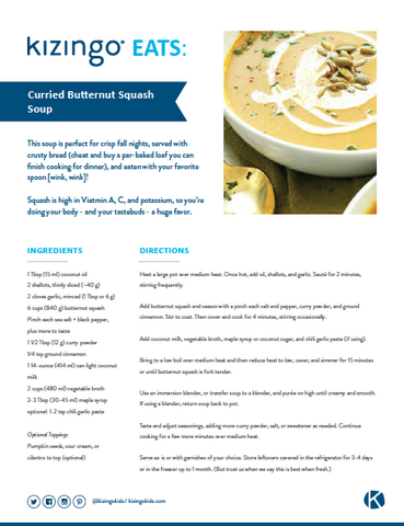 curried butternut squash soup printable recipe