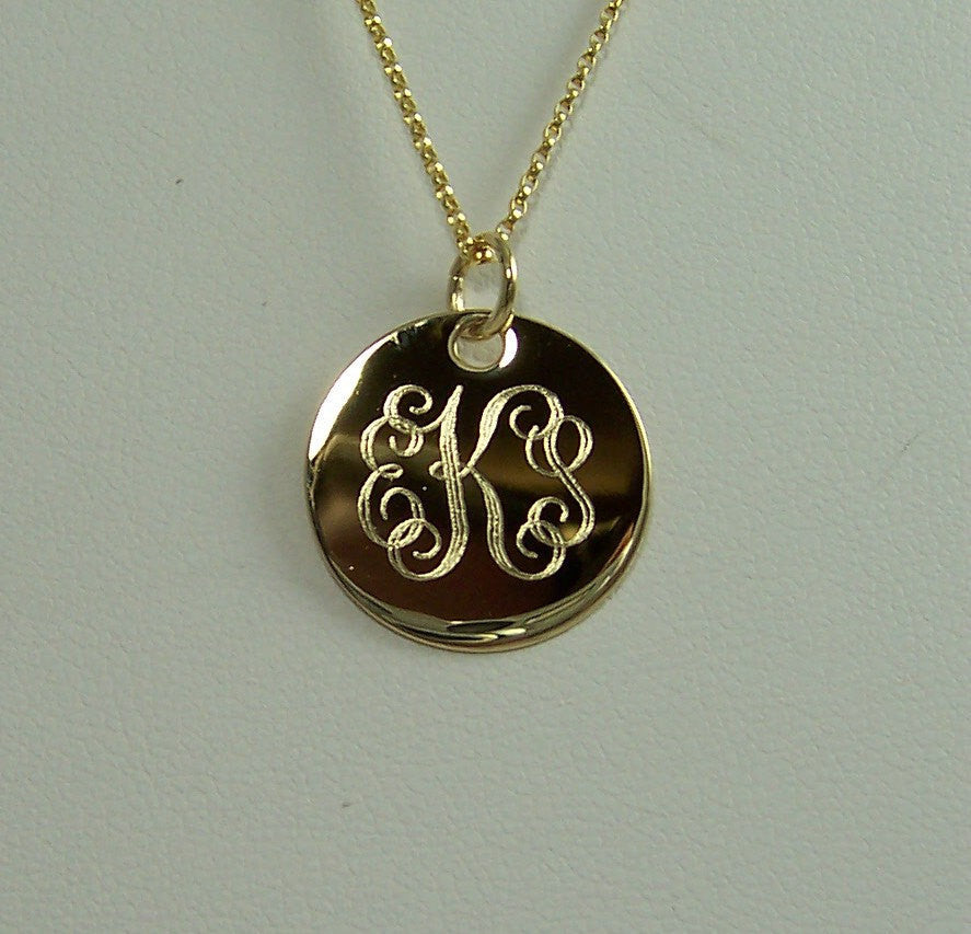 Monogrammed 14k Solid Gold Necklace Pendant – donebetter