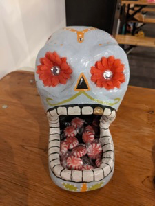 Skull filled with candy