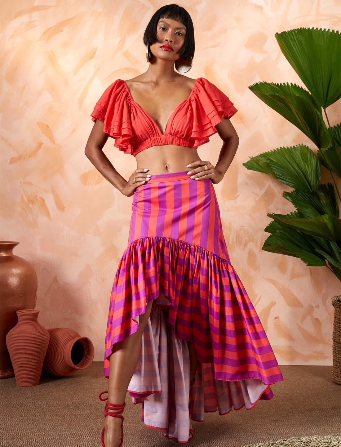Erika Peña Coco Dress Coral Stripe / Xs/S