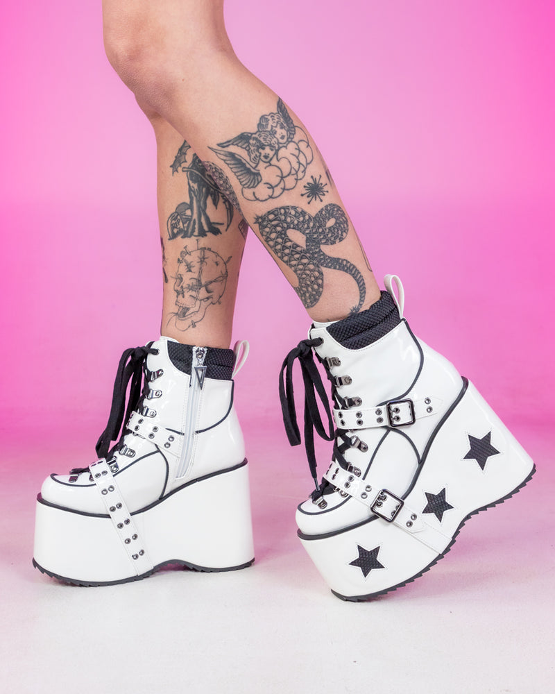 STARDUST Platform Shoes - Black with White Stars