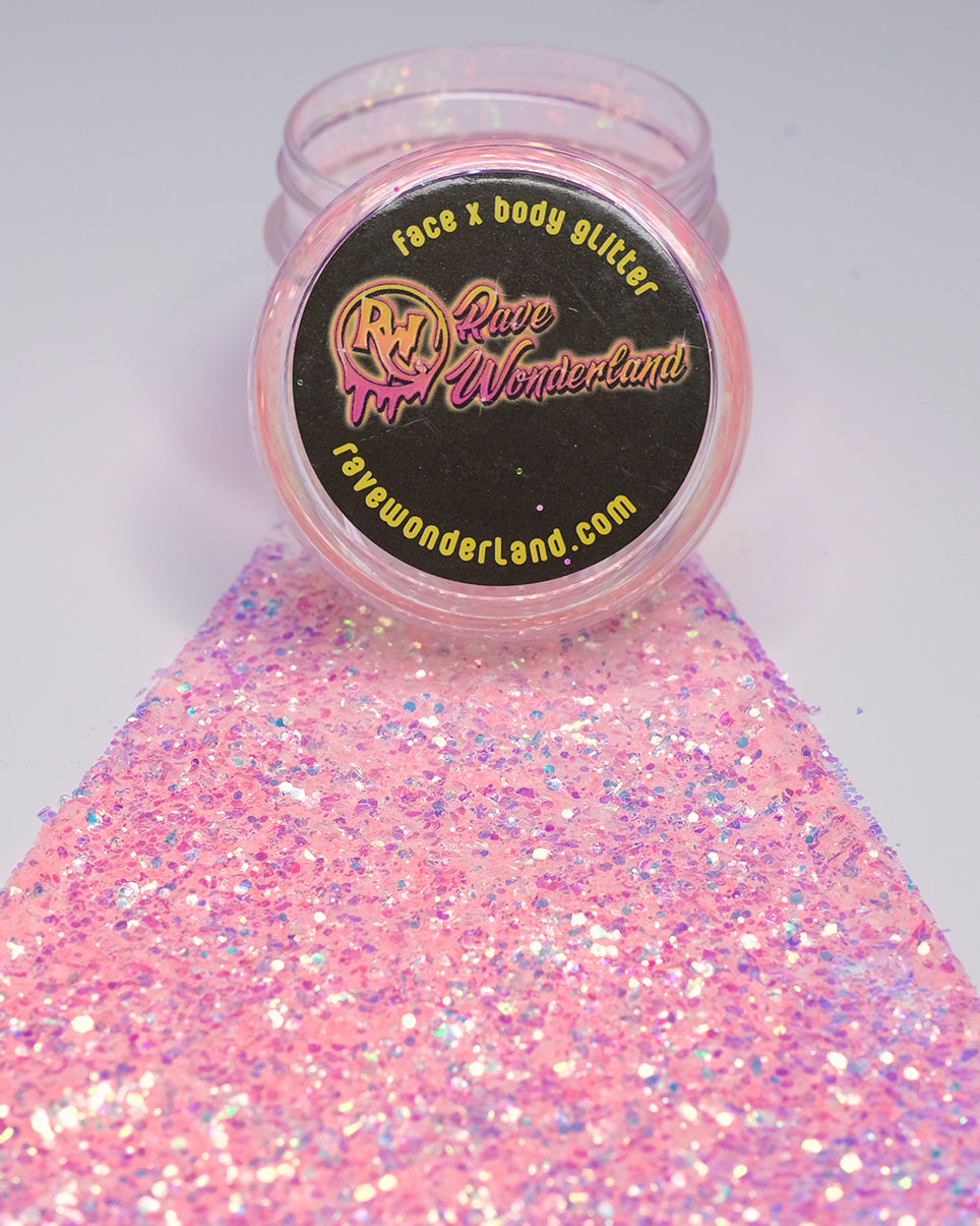 BUBBLEBATH (White/Pink) Iridescent Chunky Glamdoll Glitter