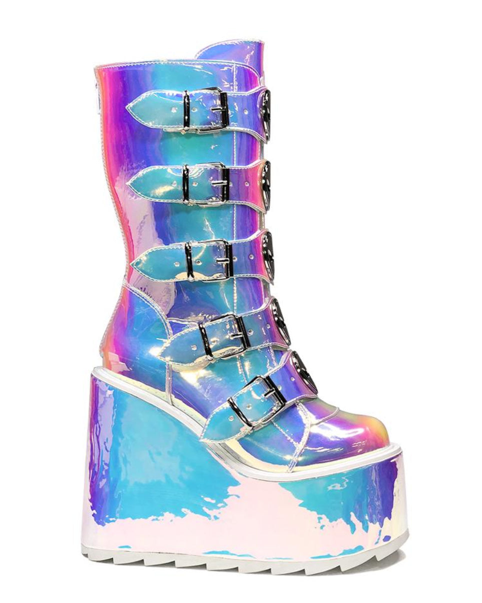 iridescent platform boots