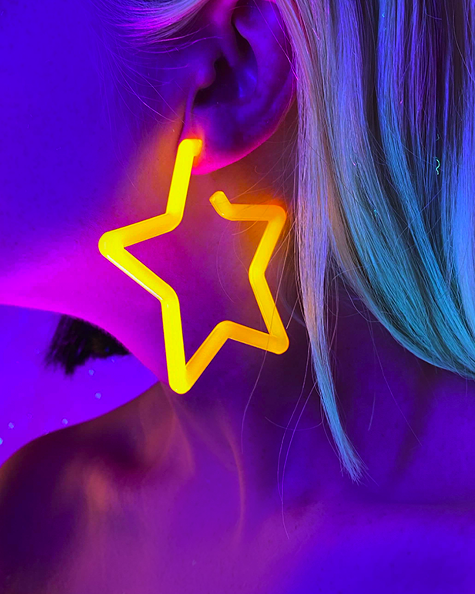 Neon Retro Star Acrylic Earrings