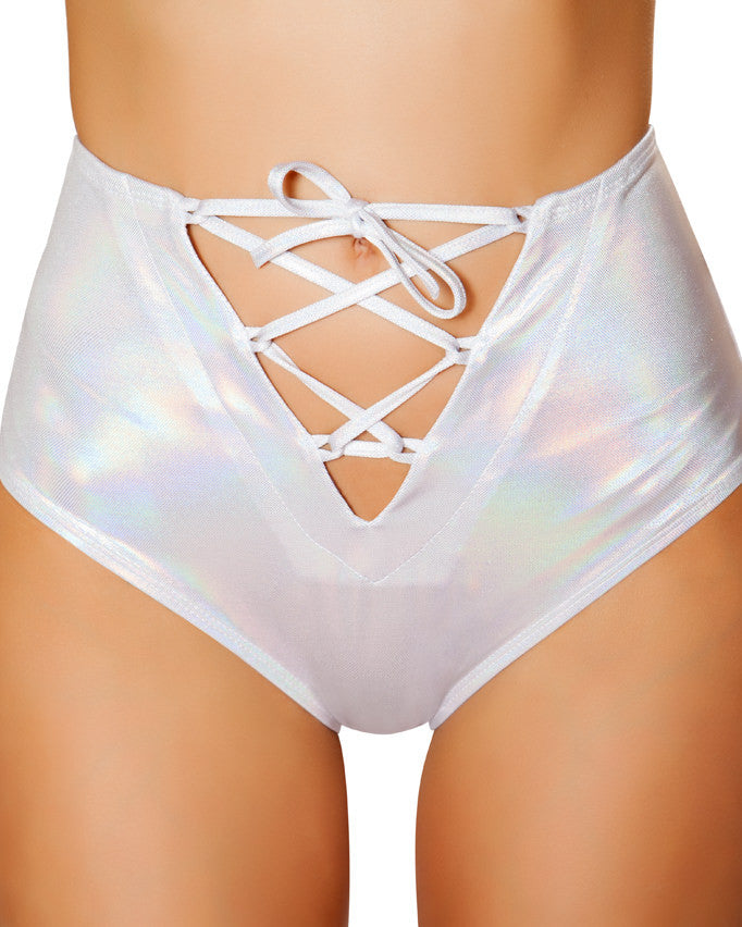 White/Silver Holographic Lace-Up Tie 