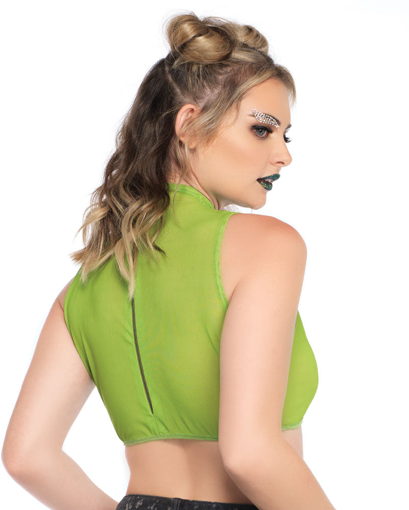 green high neck top