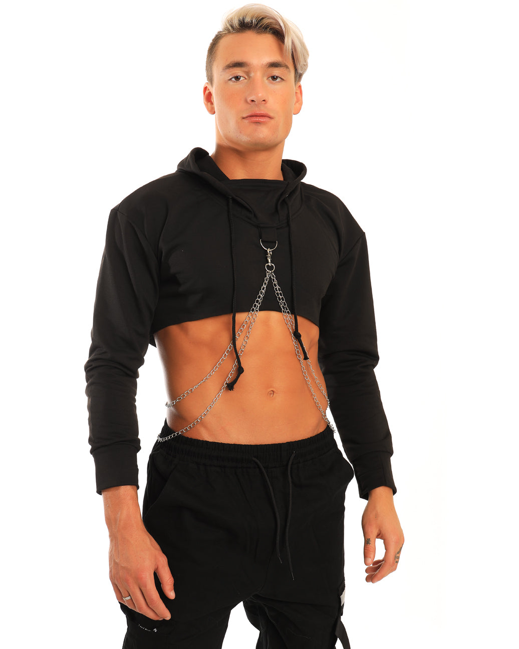 cropped hoodie with chains