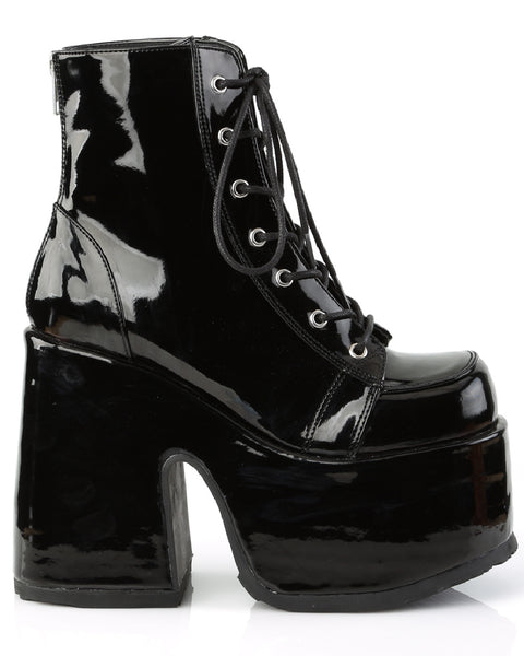 Demonia Chunky Patent Leather Lace-Up Platform Ankle Boots | Rave ...