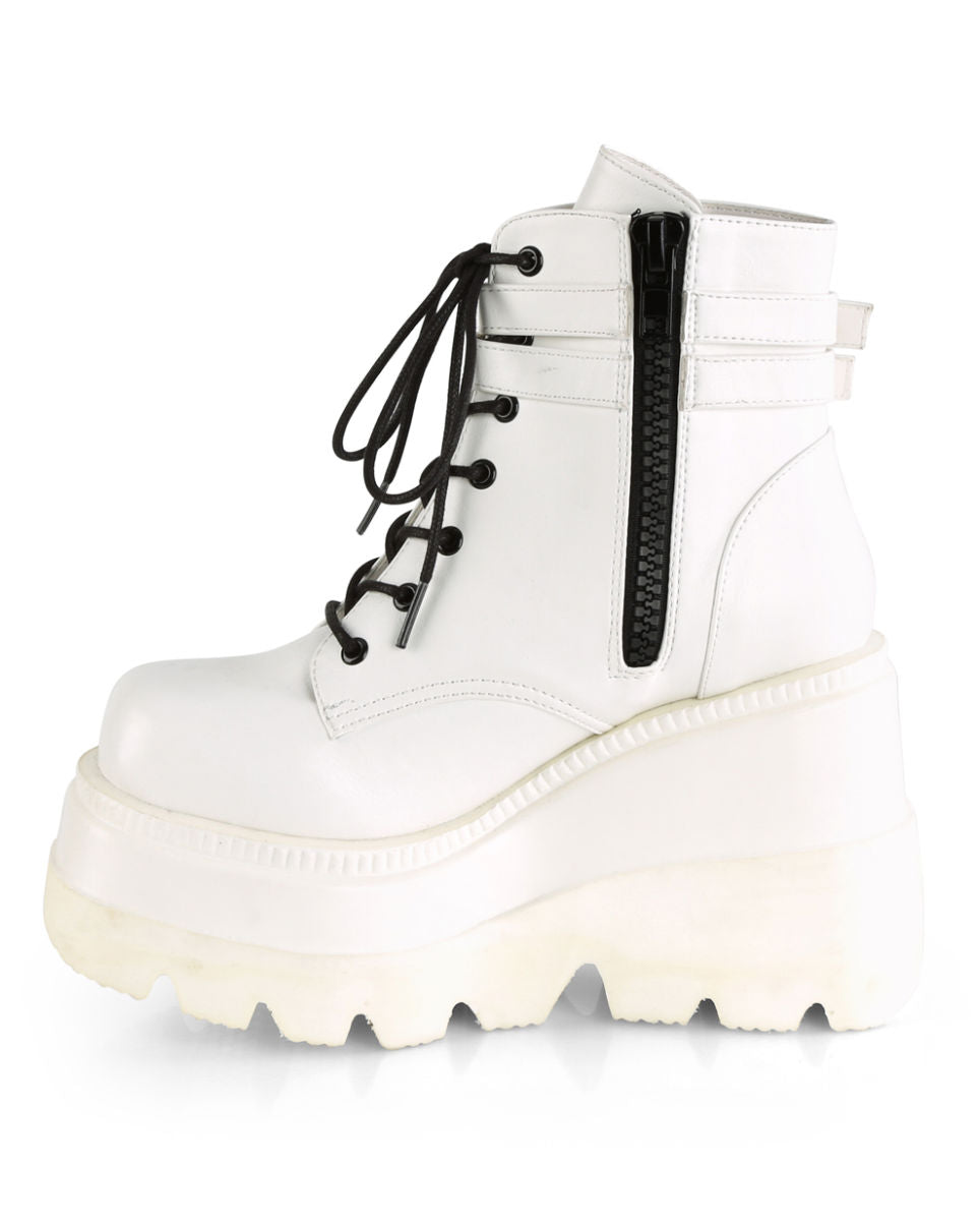 platform ankle boots white
