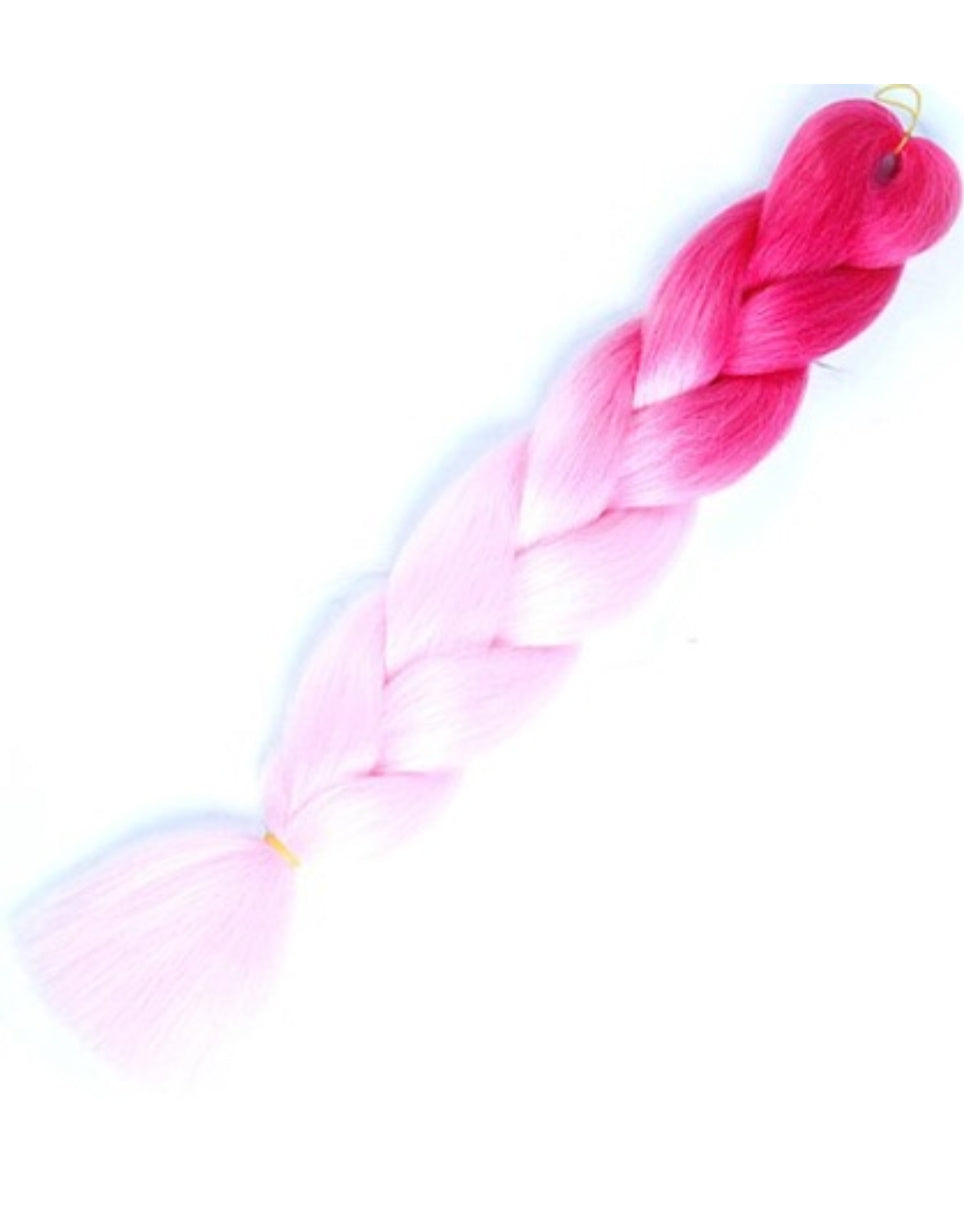 Ombre Hot Pink/Light Pink Braiding Hair Extensions