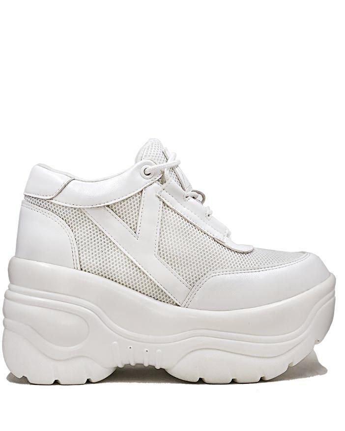 YRU Matrixx White Platform Sneakers 