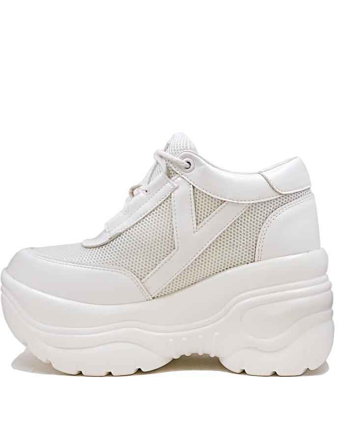 YRU Matrixx White Platform Sneakers 