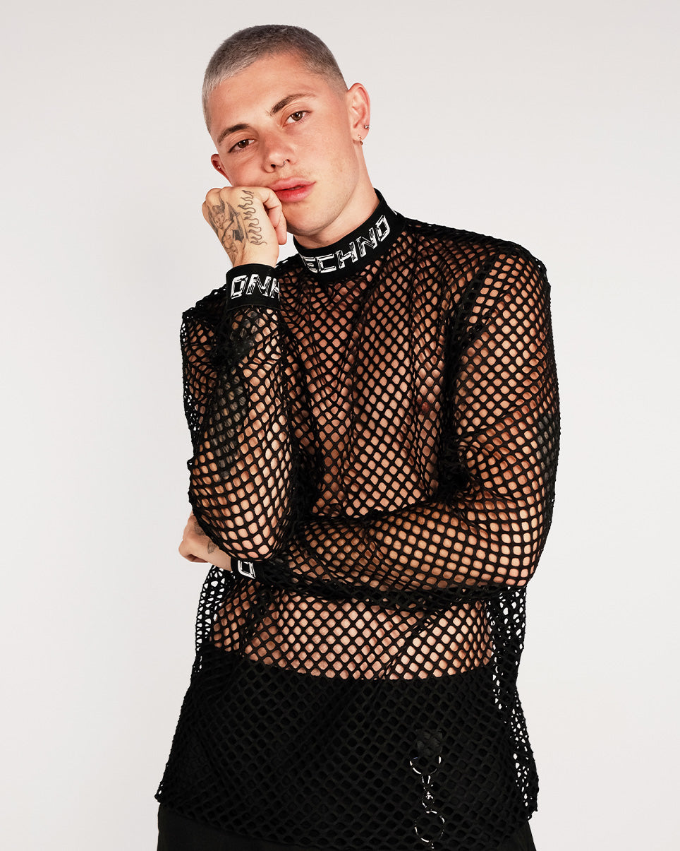 Dusk Till Dawn Techno Fishnet Long Sleeve Shirt | Rave Wonderland