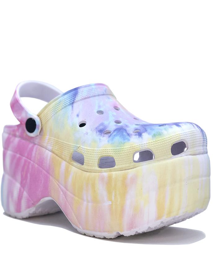 tie dye platform clogs