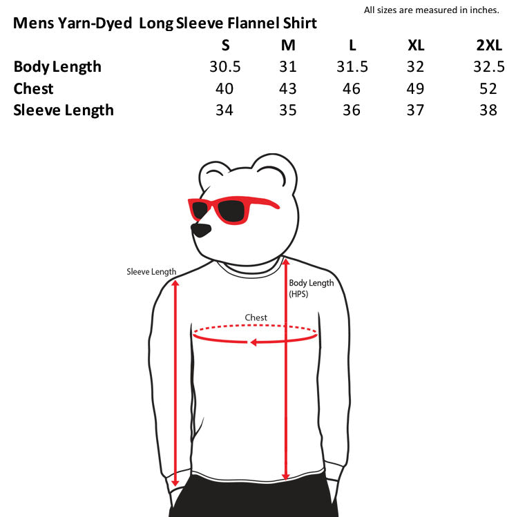 mens flannel size chart