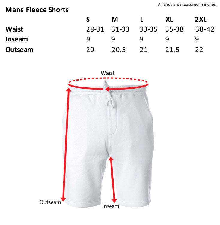 Mens Fleece Shorts Size Chart