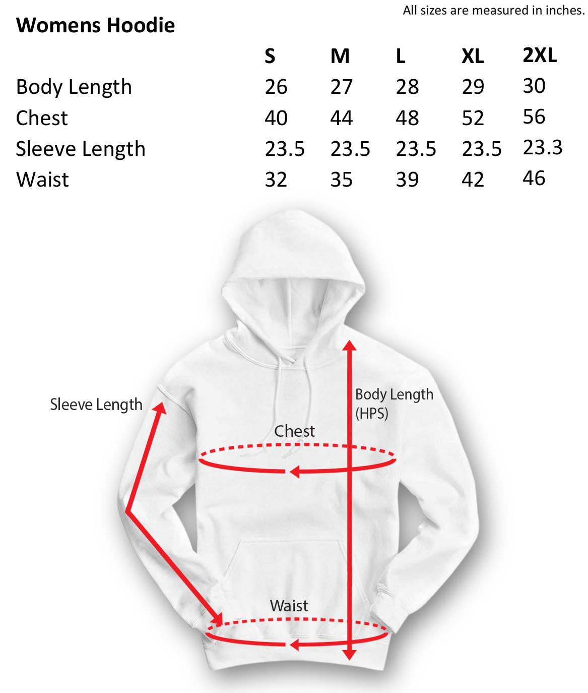 Womens Hoodie Size Chart | Riot Society Clothing