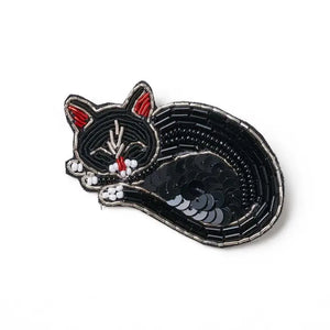 Bala Mani Beaded Sleeping Cat Brooch - Lucia's World Emporium