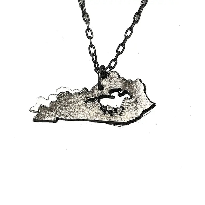Kentucky Outline Pewter Necklace