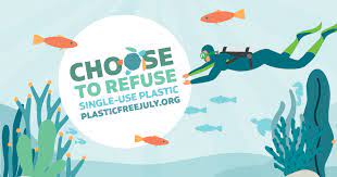 choose to refuse single use plastic diver graphic plastic free july