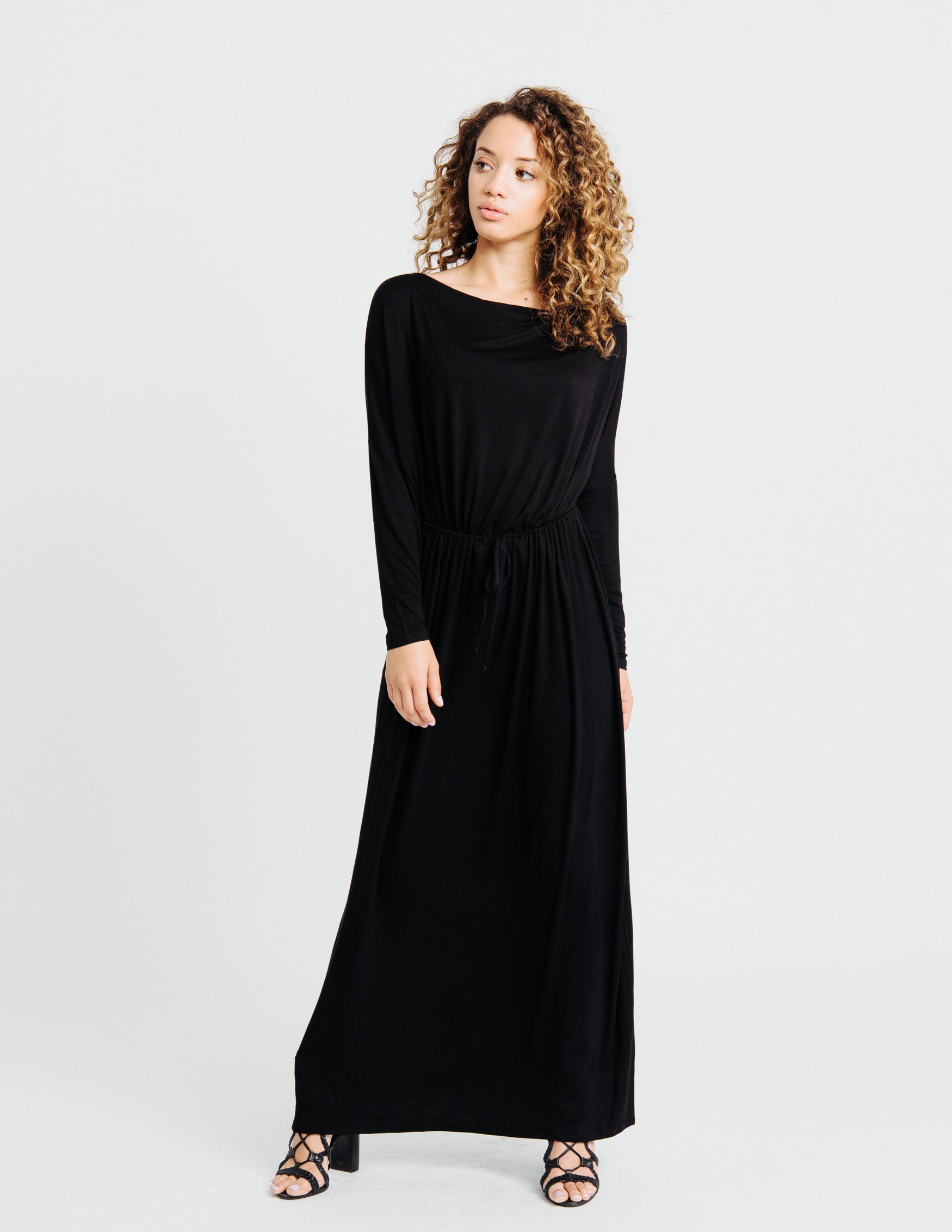 black dress with sleeves long