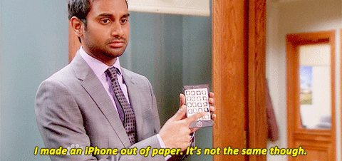 Aziz Ansari iphone made out of paper