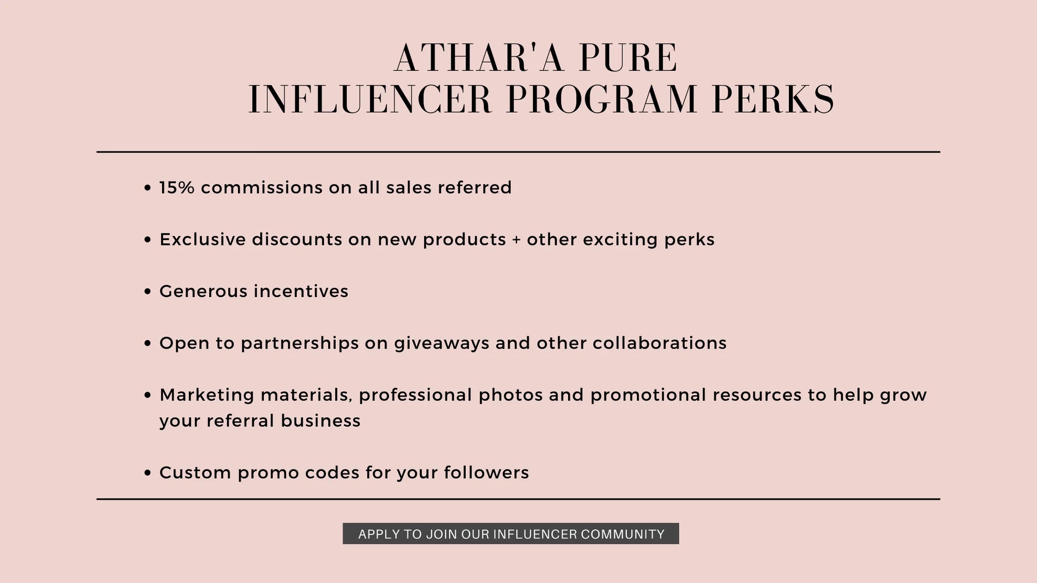 Athar'a Pure Influencer Program Perks