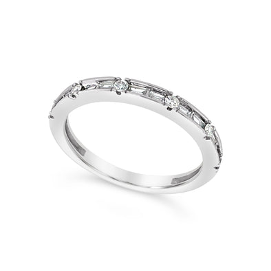 Baguette and Round Diamond Wedding Band - .25 carat t.w.