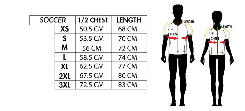 Jerseys Clinic - Products sizing charts