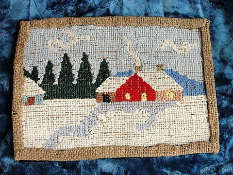 Antique GRENFELL Canada Hand Made PRIMITIVE Hooked Rug Miniature Mat C ...