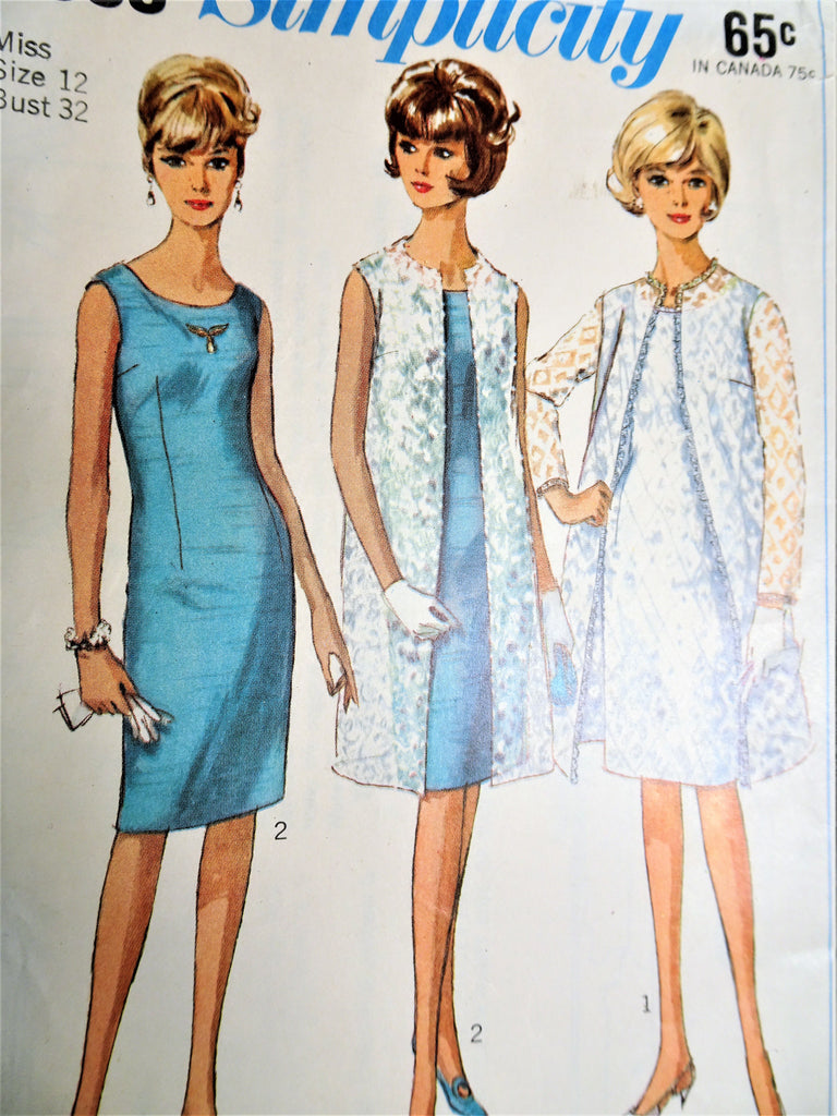 1960s Classy One Piece Dress Coat And Sleeveless Coat Pattern Simplic A Vintage Shop