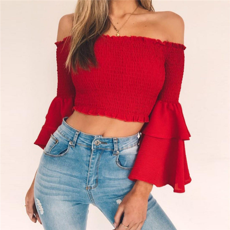 Sexy Strapless Long Sleeves Blouse Shirt Top – whaonck