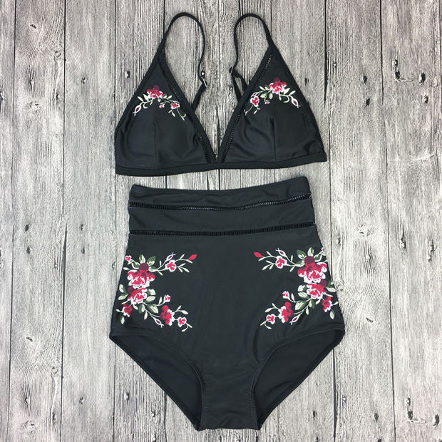 Sexy Flower Print High Waist Beach Bikini Set Swimsuit Swimwear – whaonck