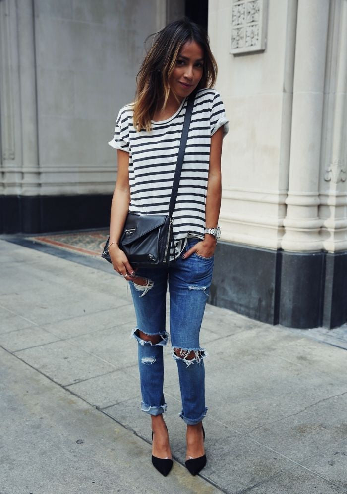 Women Fashion loose striped T-shirt – whaonck