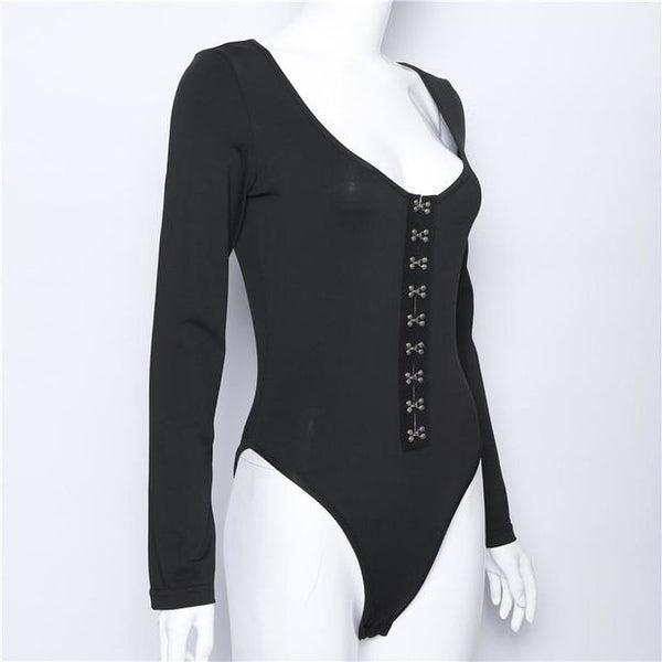 Sexy Rivet Long Sleeve Jumpsuit Black – whaonck