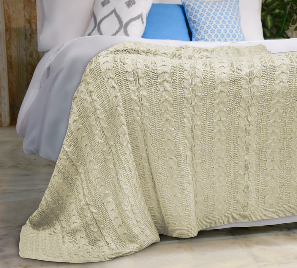 large chunky cable knit blanket