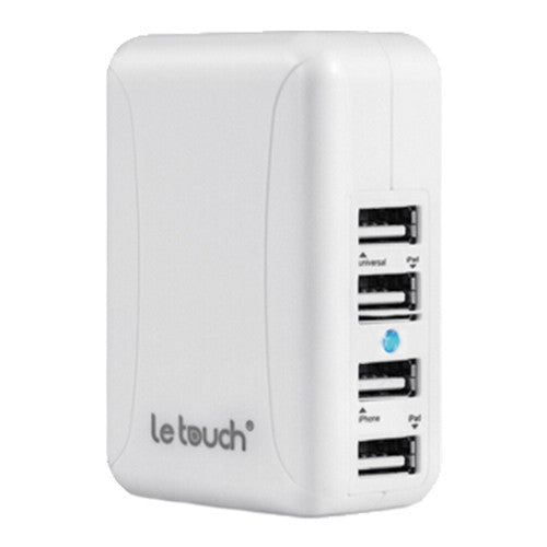Le Touch Power Bin USB x 4 Worldwide AC Charger White