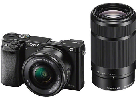 Sony Alpha A6000 ILCE-6000Y with 16-50mm and 55-210mm Lenses Black Mirrorless Digital Camera