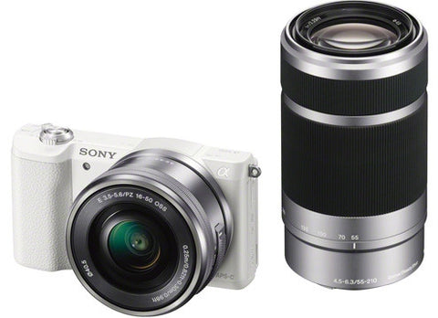Sony Alpha A5100 ILCE-5100Y with 16-50mm and 55-210mm Lenses White Mirrorless Digital Camera