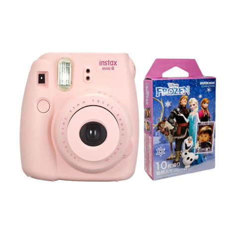 Fuji Film Instax Mini 8 Pink Instant Camera with Instax Mini (Frozen) Photo Paper