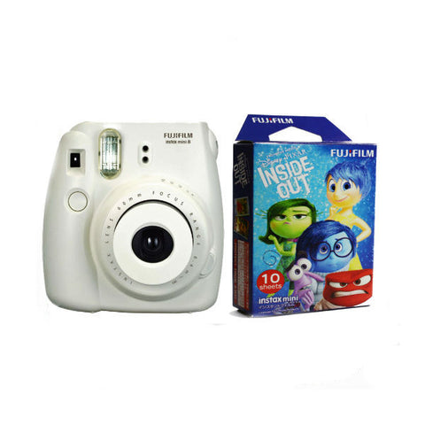 Fuji Film Instax Mini 8 White Instant Camera with Instax Mini (Inside Out) Photo Paper