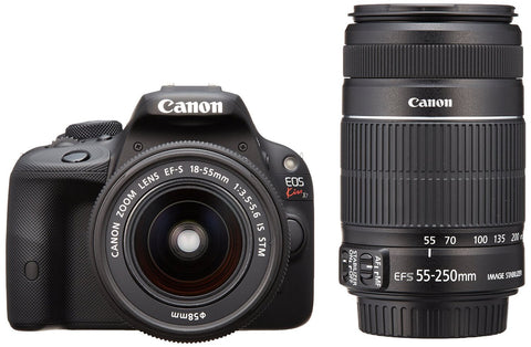 Canon EOS Kiss X7 with EF-S 18-55mm IS STM and 55-250mm IS II Lens Black Digital SLR Camera