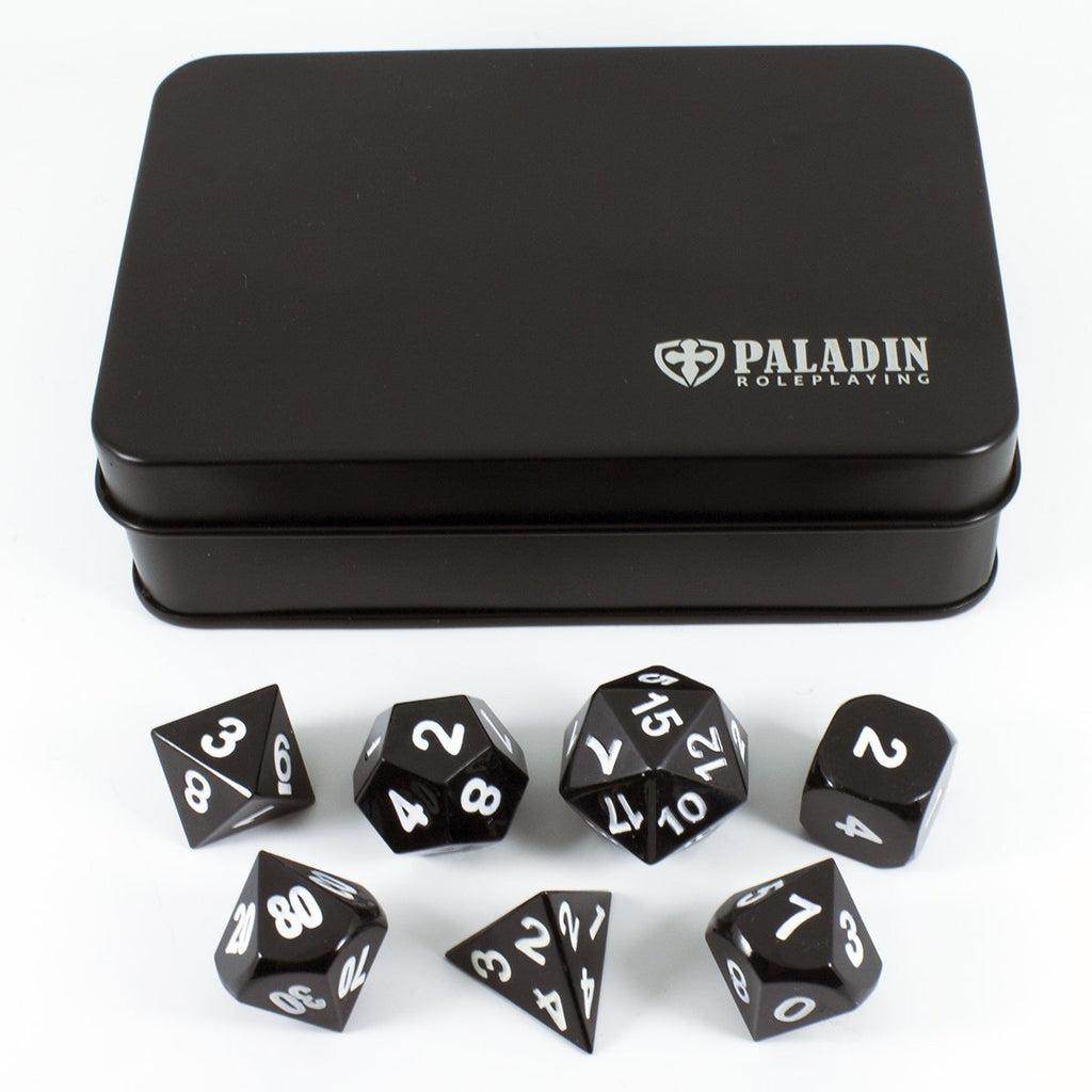 Paladin Roleplaying Metal Rpg Dice Set Black In Presentation Case Game Accessories Games Chemikmix Pl