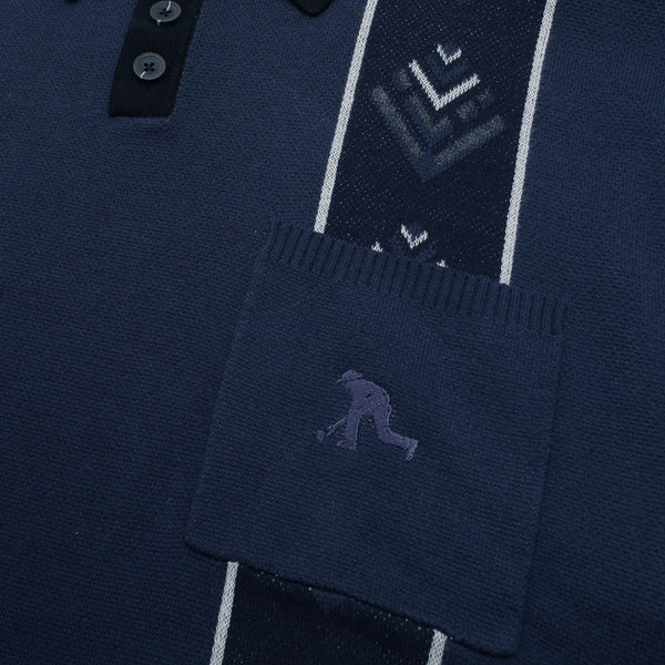 Pass Port Skateboards - Stacked Tilde Longsleeve Polo Shirt - Navy